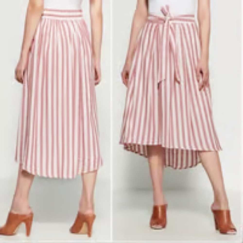 Max Studio High Low Midi Striped skirt